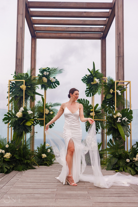 bride portrait gazebo Secrets Moxche Wedding photography