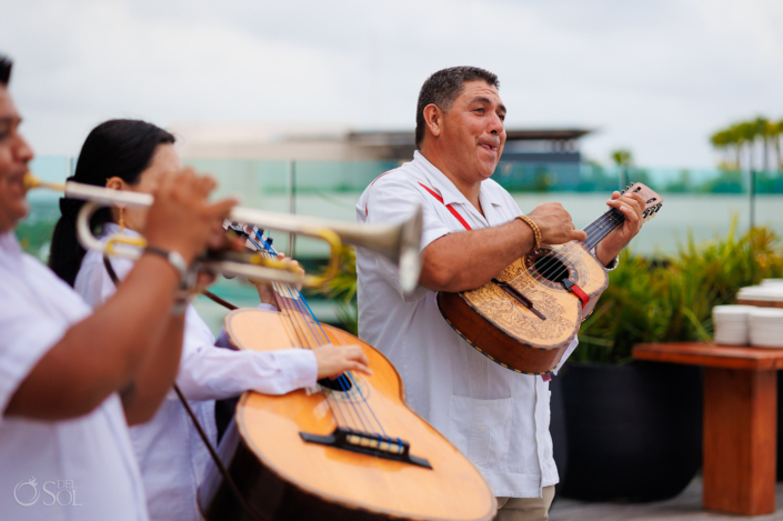 mexican band playing at Secrets Moxche rooftop terrace sky deck