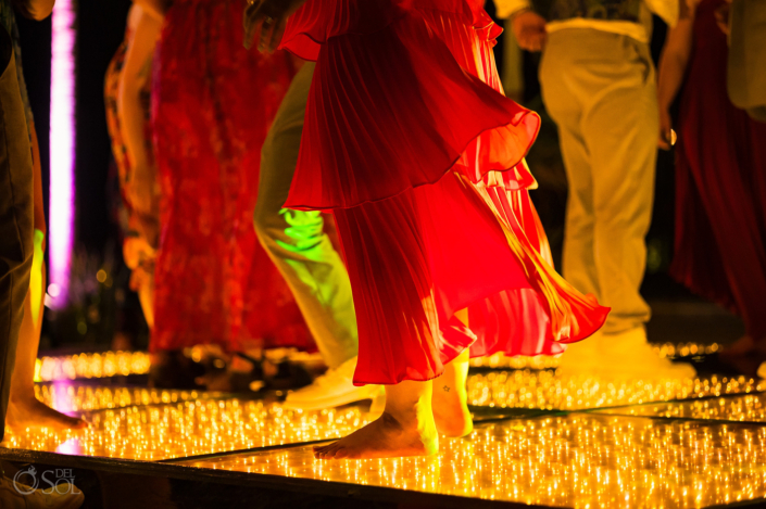 close up guest dancing at reception party Secrets Moxche Wedding photographer playa del carmen