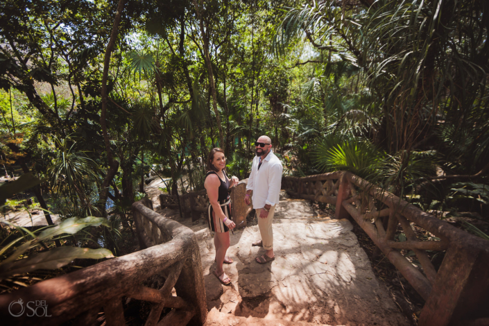 couple starting a cenote tour in a private location before their surprise proposal