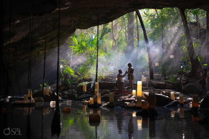 cenote proposal private location Tulum Mexico for adventurous couples who love nature