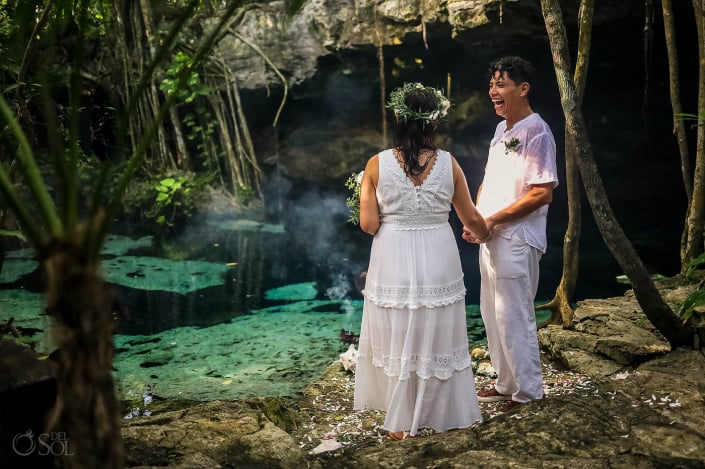 Riviera Maya Cenote Ceremony wedding couple