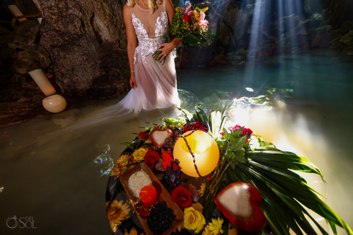 Tulum Cenote floating altar vow renewal ceremony in Mexico