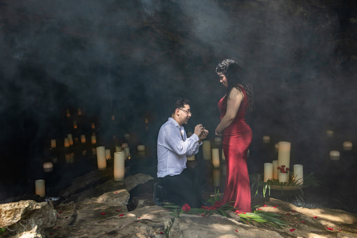 Surprise proposal cenote wedding