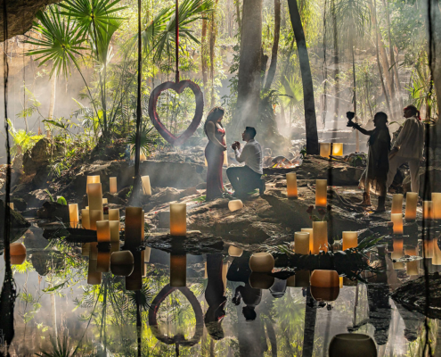Surprise proposal cenote wedding