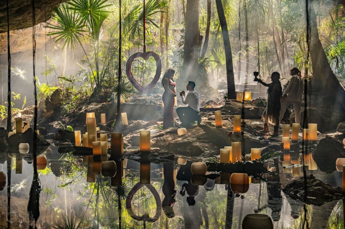 Surprise proposal cenote wedding