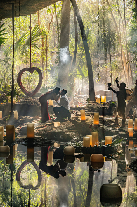 del sol photography Surprise proposal cenote wedding ceremony