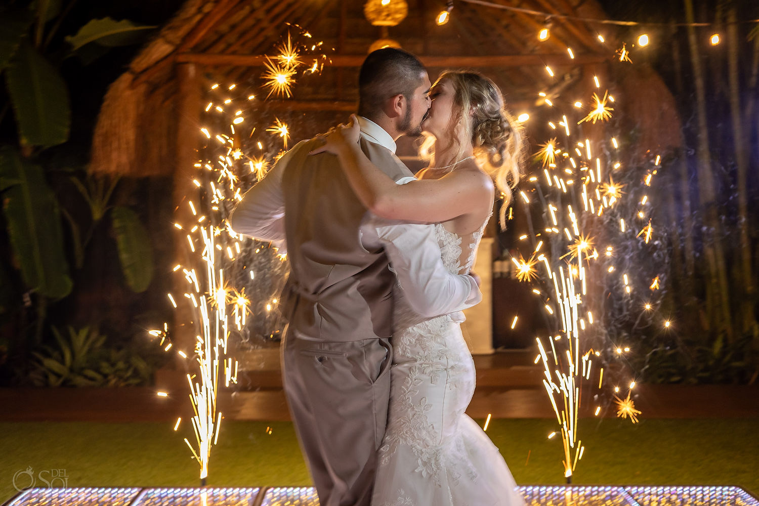 destination beach wedding at Dreams Tulum secret garden reception -L+G dreams tulum secret garden first dance
