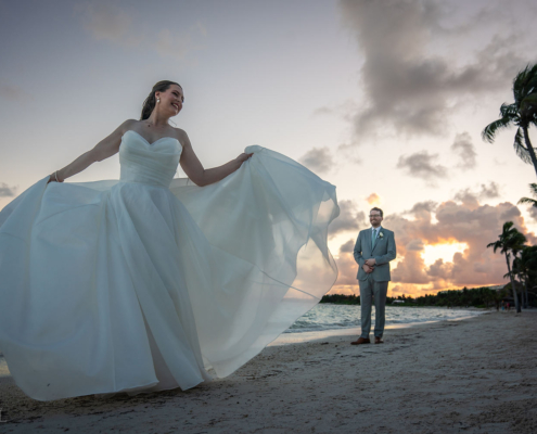 destination beach wedding at Secrets Akumal Adults only arch ceremony