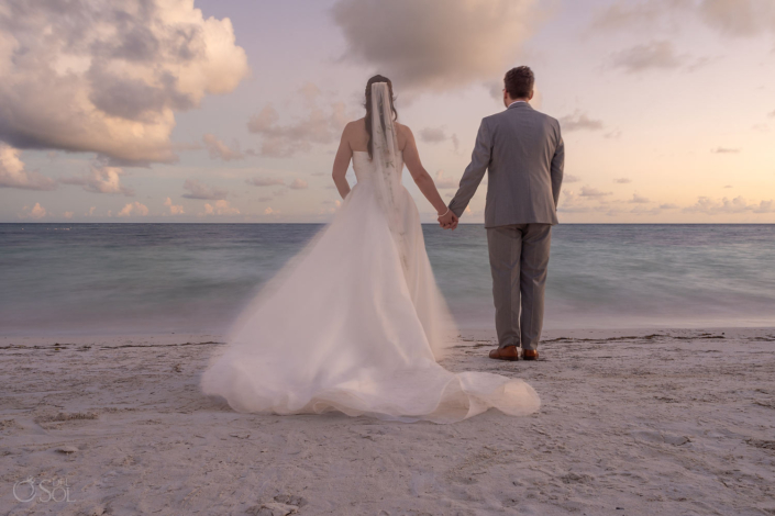 destination beach wedding bride and groom at Secrets Akumal Adults only