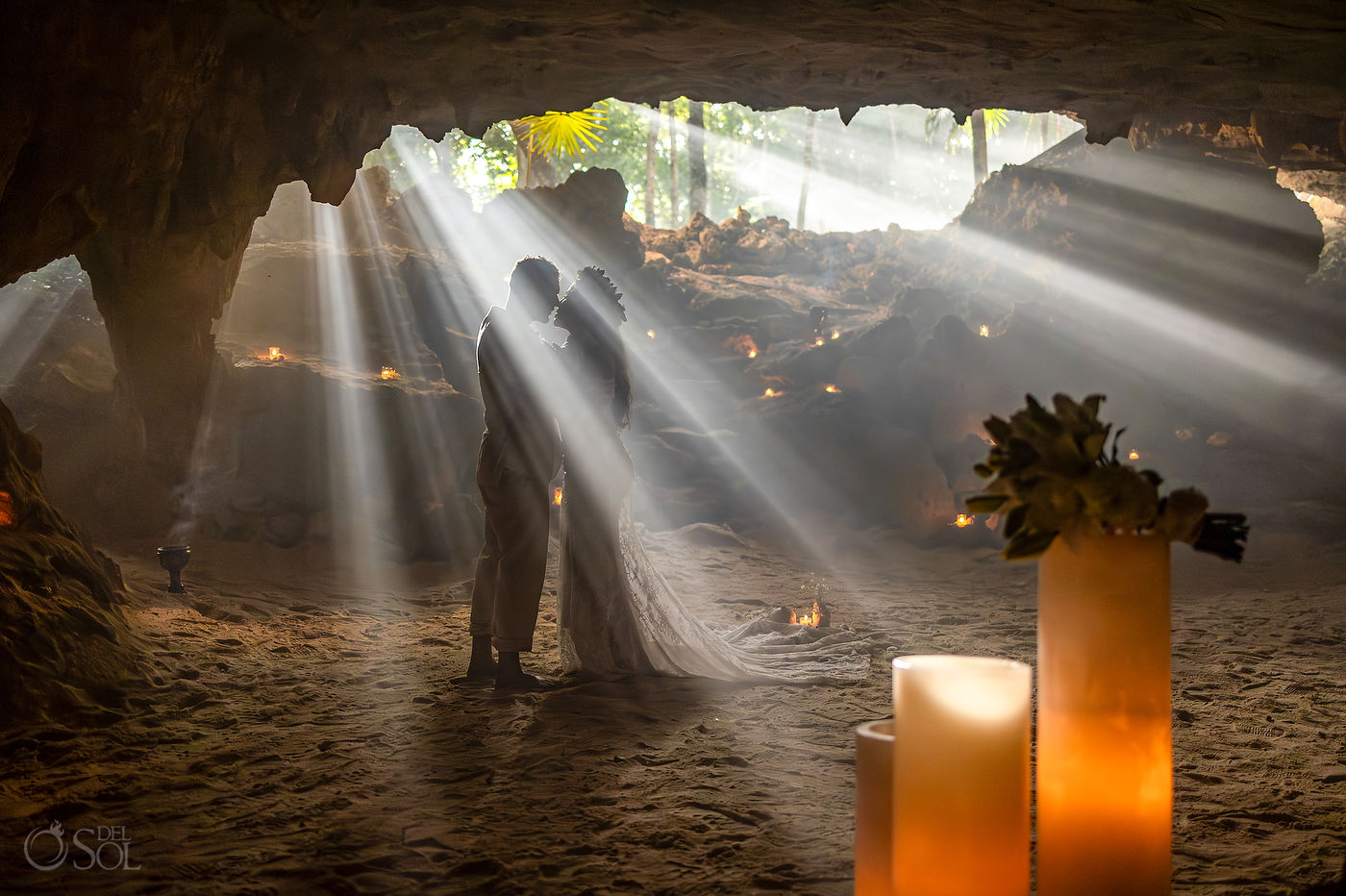 Riviera Maya Micro Wedding Cenote ceremony - JA Micro wedding cenote ceremony in Mexico featuring an intimate elopement inside a natural limestone cave