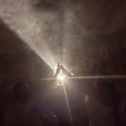 Bride and groom sharing a private moment during an intimate cenote elopement wedding ceremony