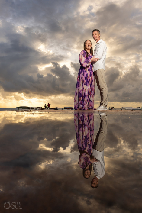 Micro vow renewal ceremony in Puerto Morelos, Mexico at sunrise