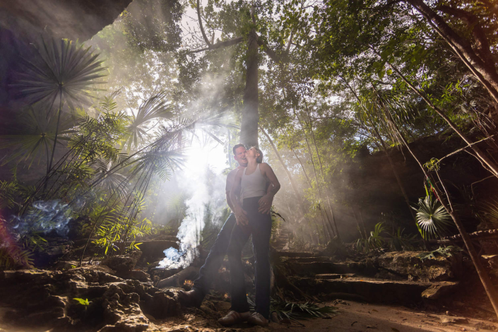 professional cenote engagement photos Riviera Maya