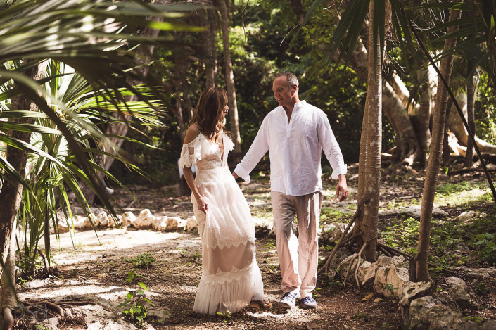 Authentic emotion photographed during a cenote couple experience