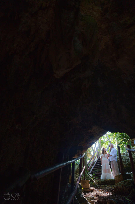 Underground cenote environment illuminated by light from above