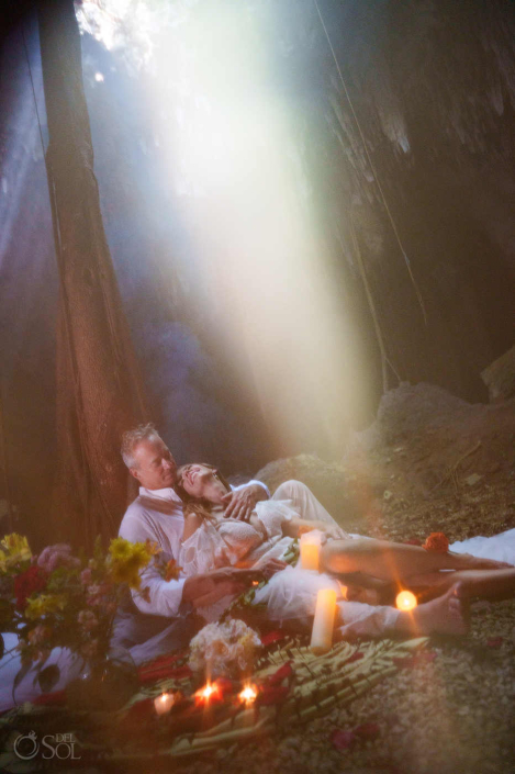 Intimate couple photography session inside a newly discovered cenote