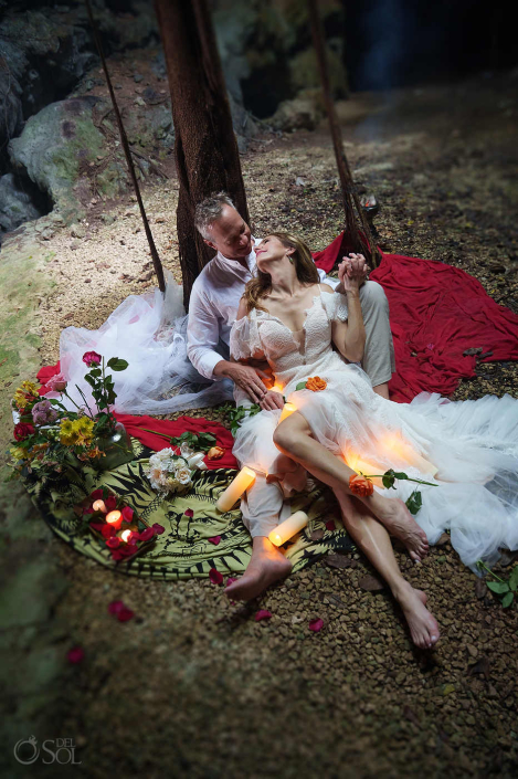 Ritual-inspired cenote couple experience in a natural cave setting