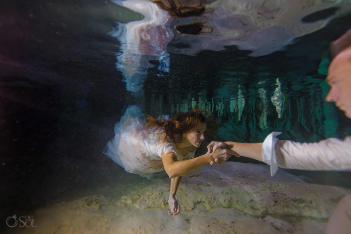 Artistic underwater cenote photography capturing emotional connection and memory