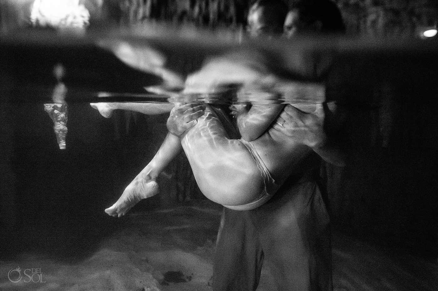 Underwater Trash the Dress Cenote Session Underwater cenote couple session inspired by Adam and Eve symbolism