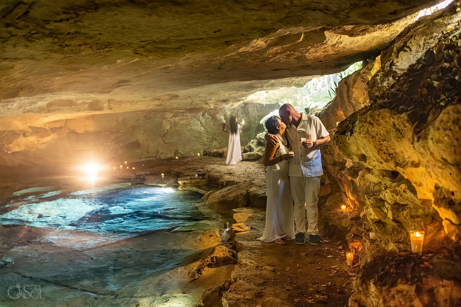 Epic cave portraits during a cenote vow renewal ceremony in Riviera Maya Mexico