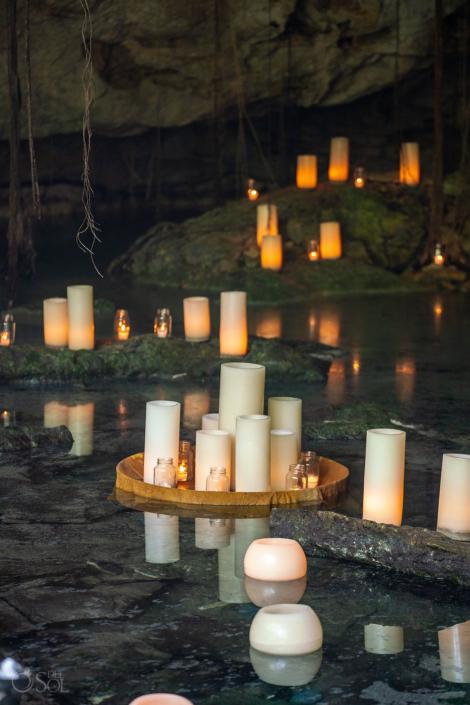 floating candles for a cenote ceremony