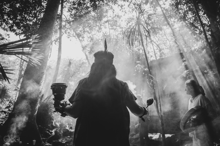 Mayan shaman for a micro cenote ceremony in the jungle